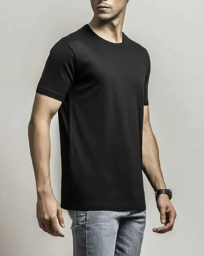Plain_Black_round_neck_t_shirt_for_men___Buy_online_in_pakistan___AFRAZ___Side_view_46754140258616