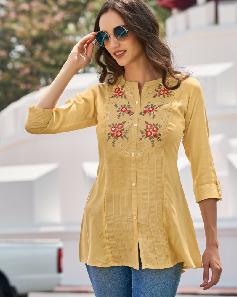mandarin-collar-yellow-rayon-embroidered-tunic